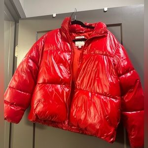 Red Shiny Puffer Jacket